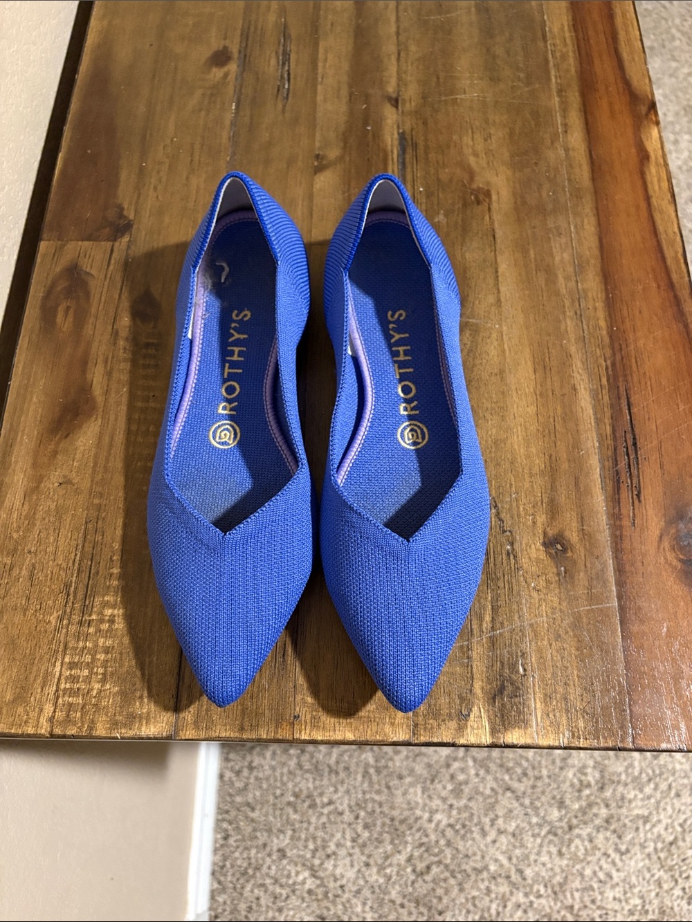 Rothy's Pointed Knit Flats in Cobalt Blue